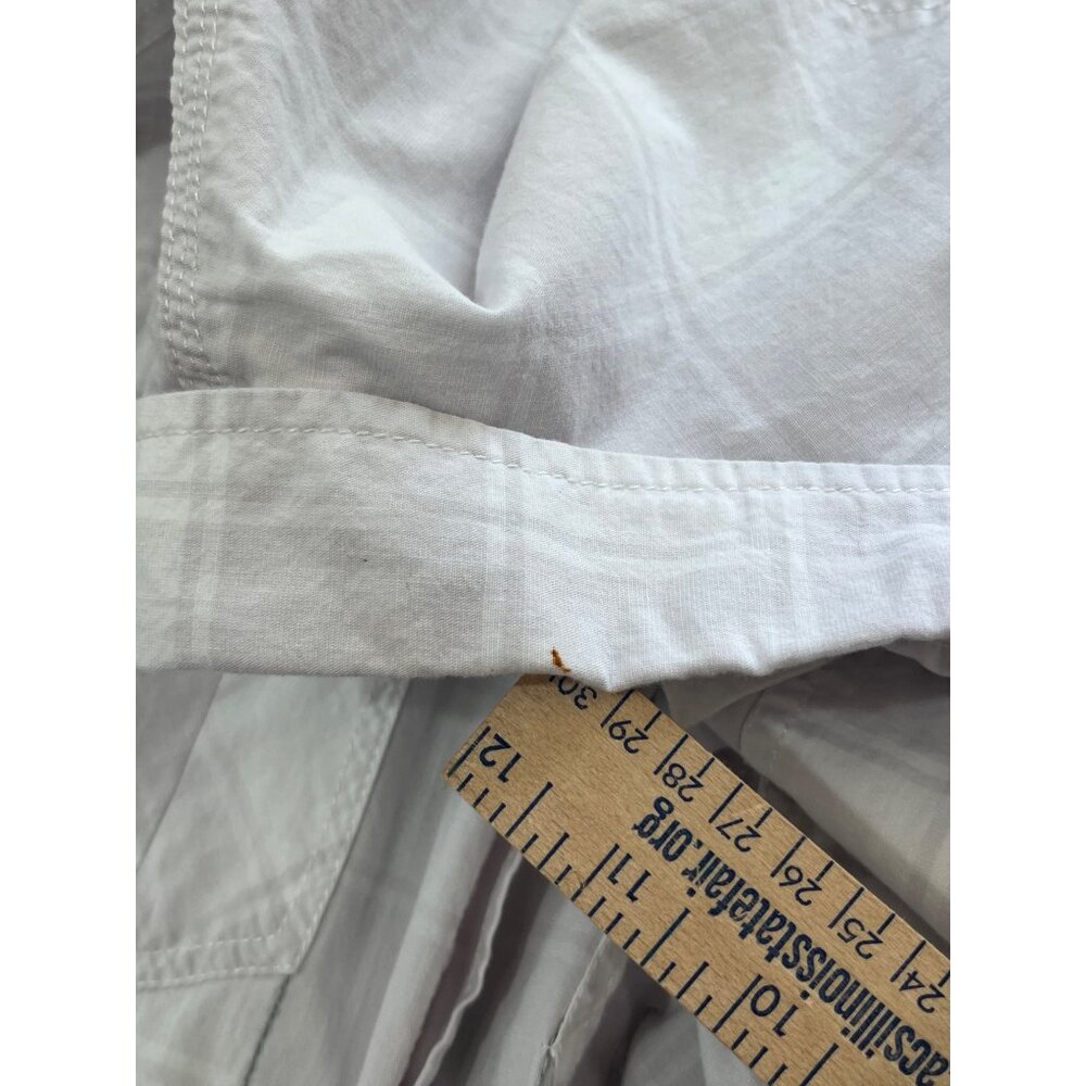 Y2K No Fear Button Up Shirt Mens L White Pockets Double Stitching Short Sleeve - Picture 5 of 9